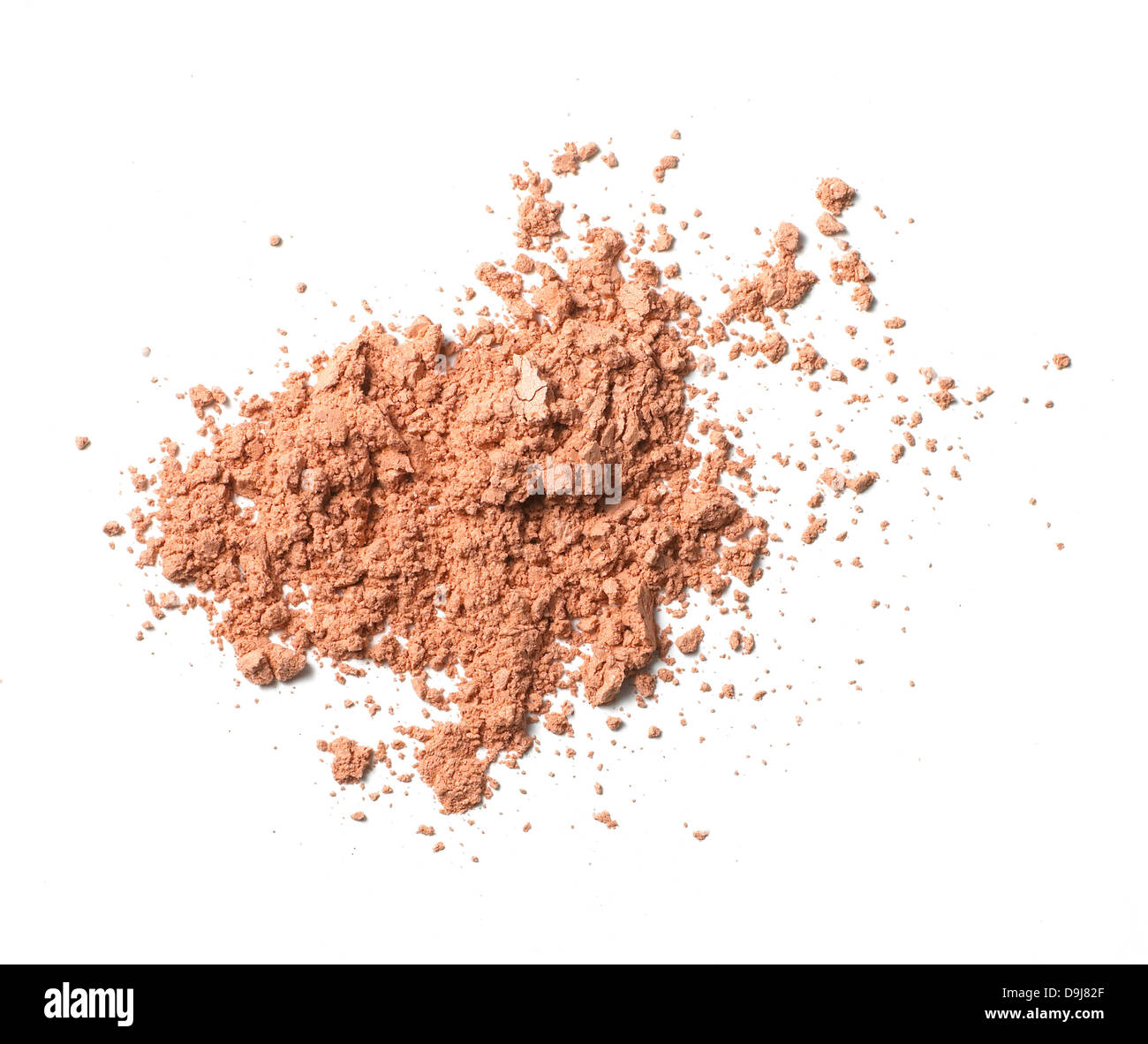 loose powder makeup scatter pile cut out onto a white background Stock Photo