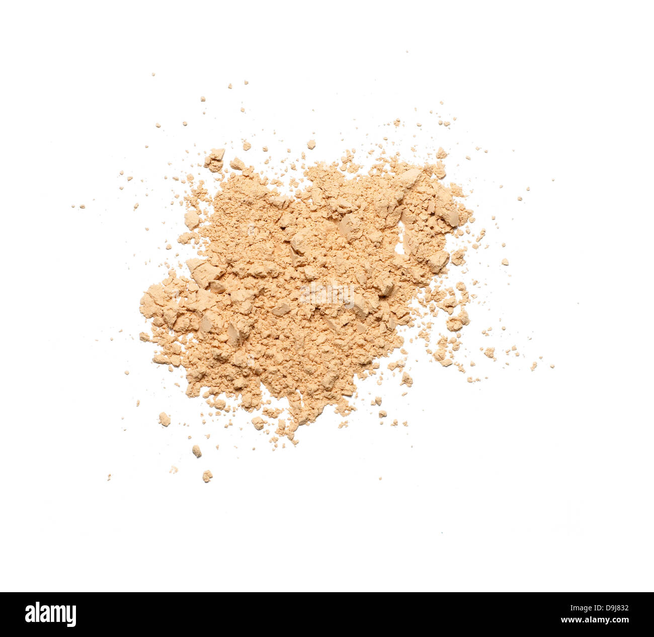 loose powder makeup scatter pile cut out onto a white background Stock Photo