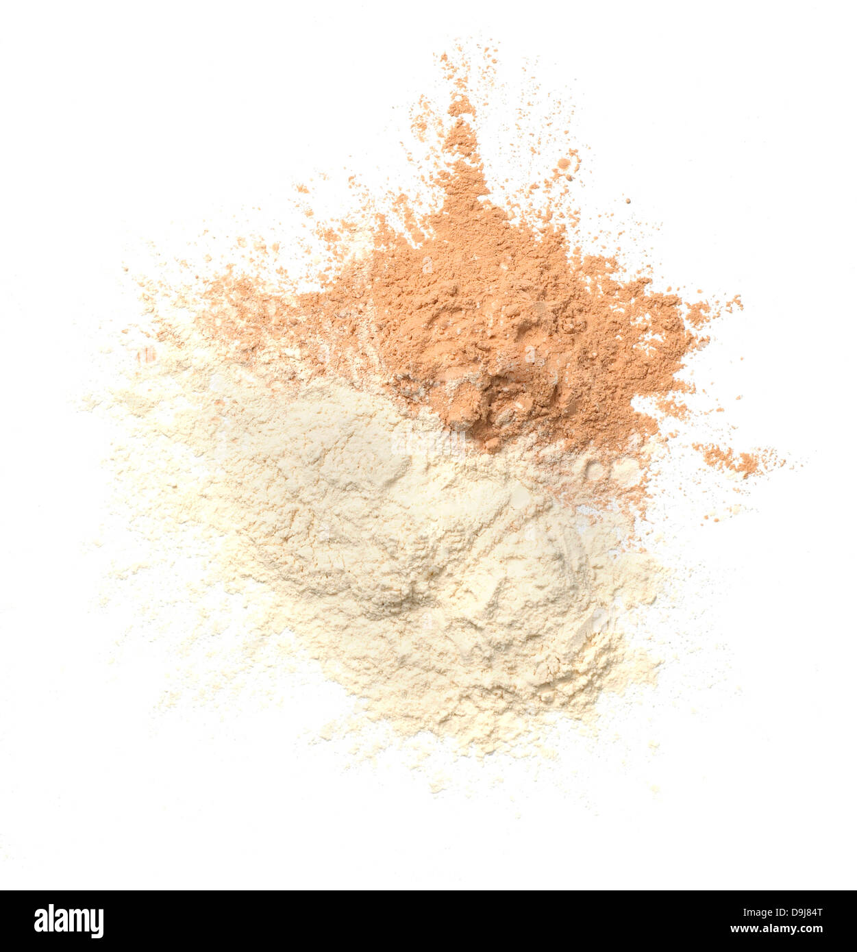 loose powder makeup scatter pile cut out onto a white background Stock Photo