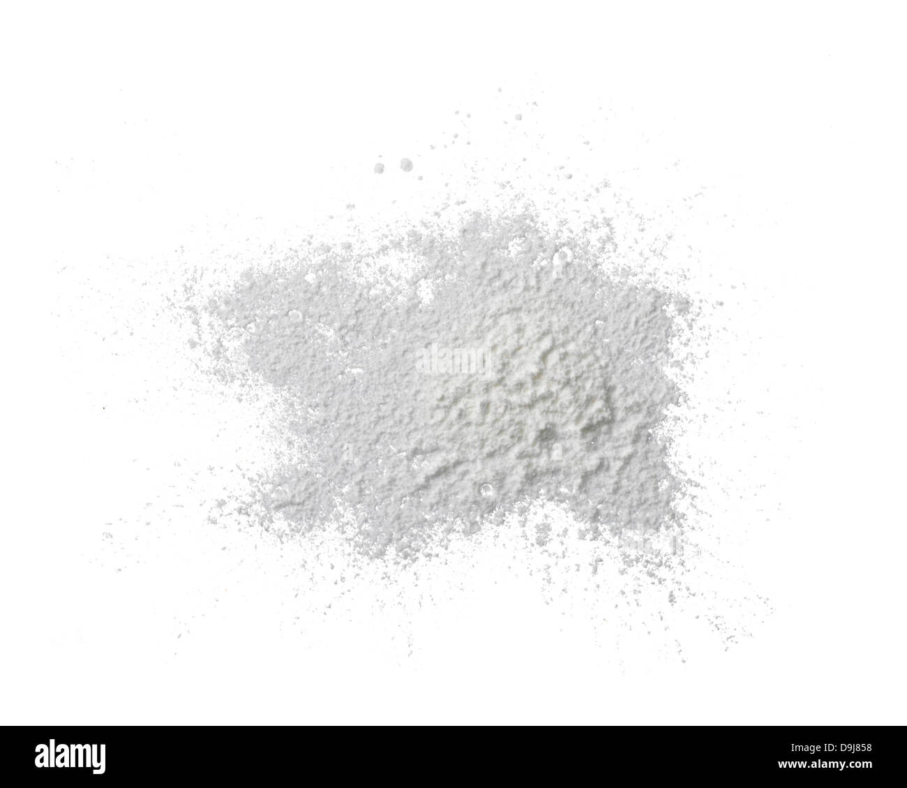 pile of loose white powder makeup cut out onto a white background Stock Photo