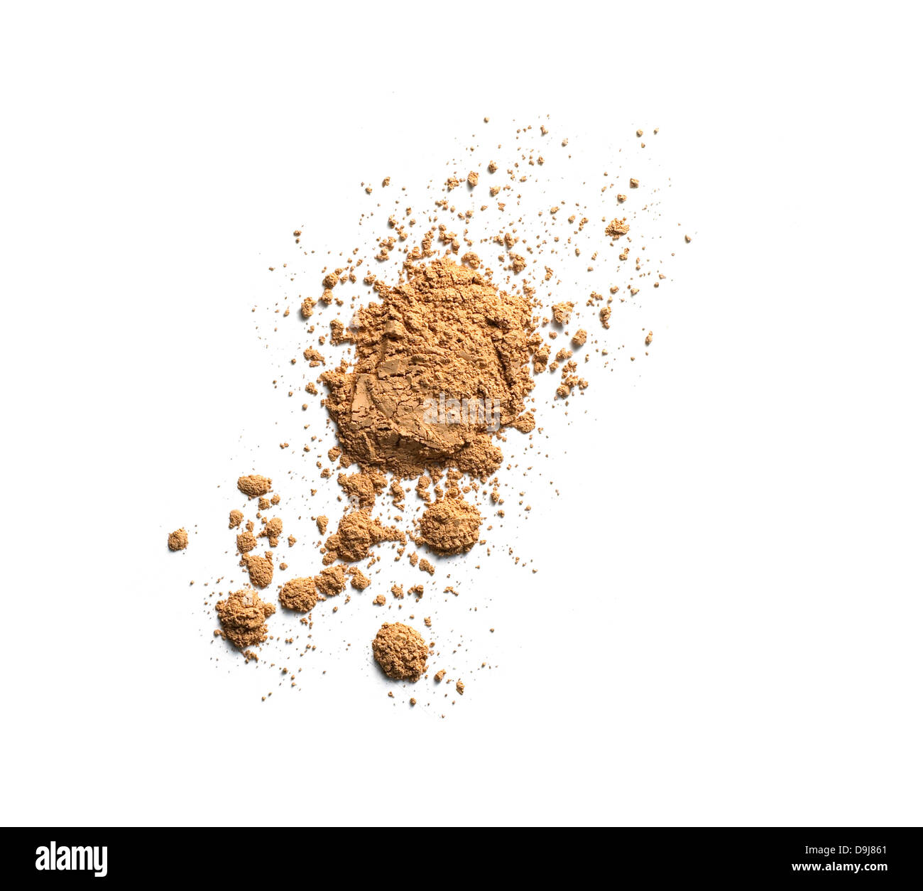 loose powder makeup scatter pile cut out onto a white background Stock Photo