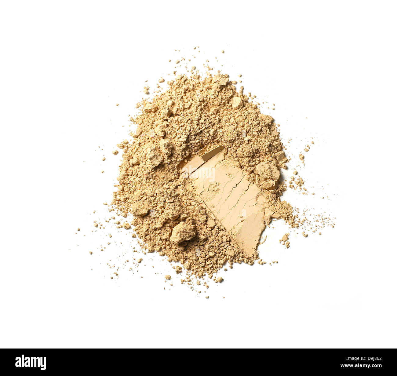 loose powder makeup scatter pile cut out onto a white background Stock Photo