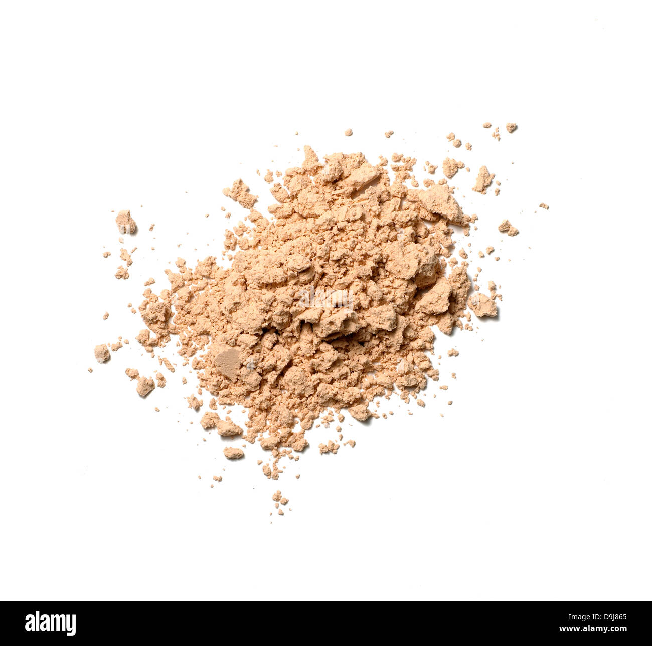 loose powder makeup scatter pile cut out onto a white background Stock Photo