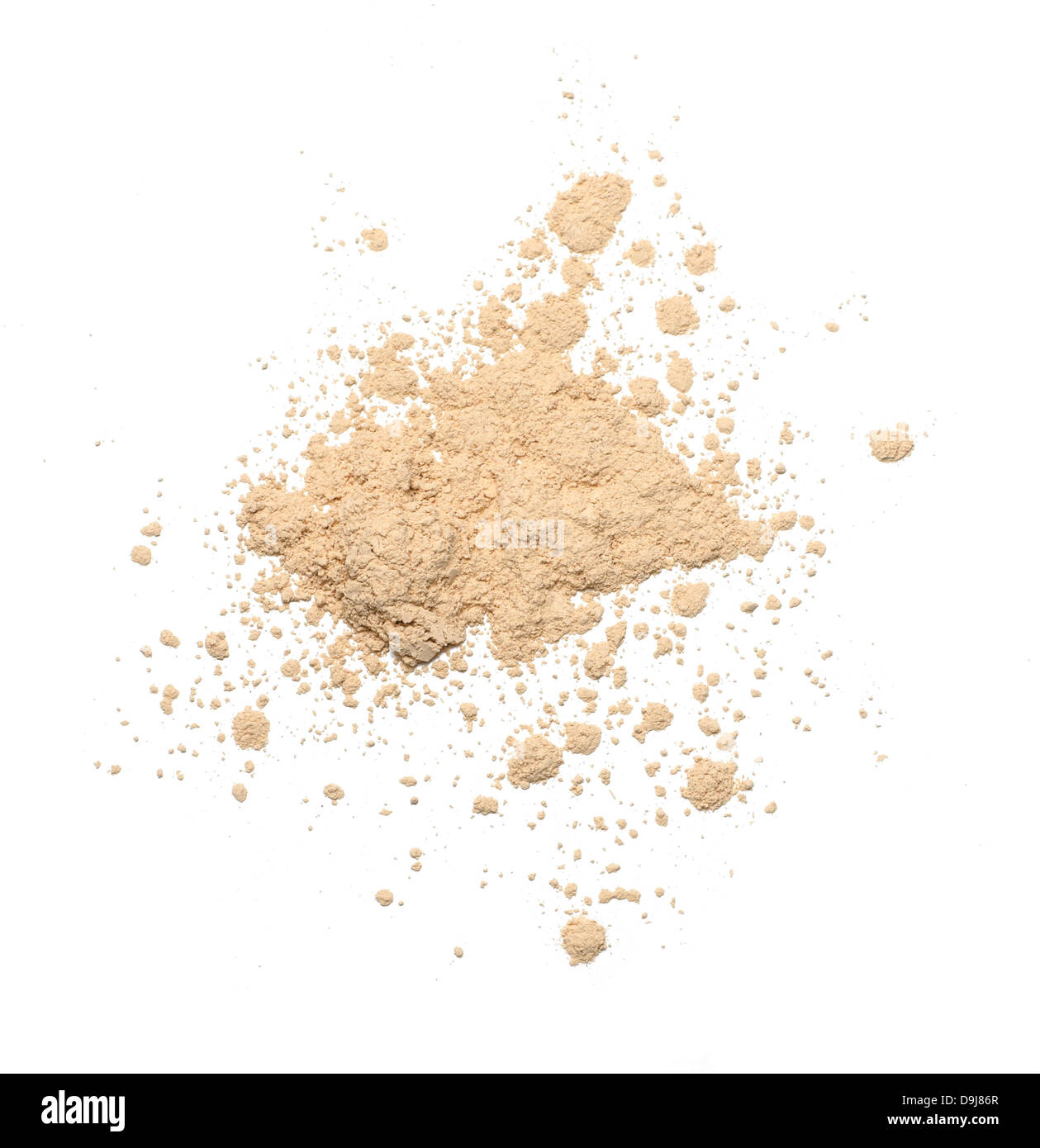 loose powder makeup scatter pile cut out onto a white background Stock Photo