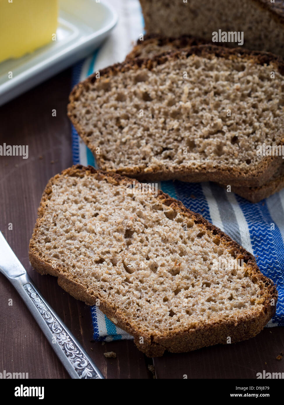 Traditional Polish whole grain rye bread made with sourdough Stock
