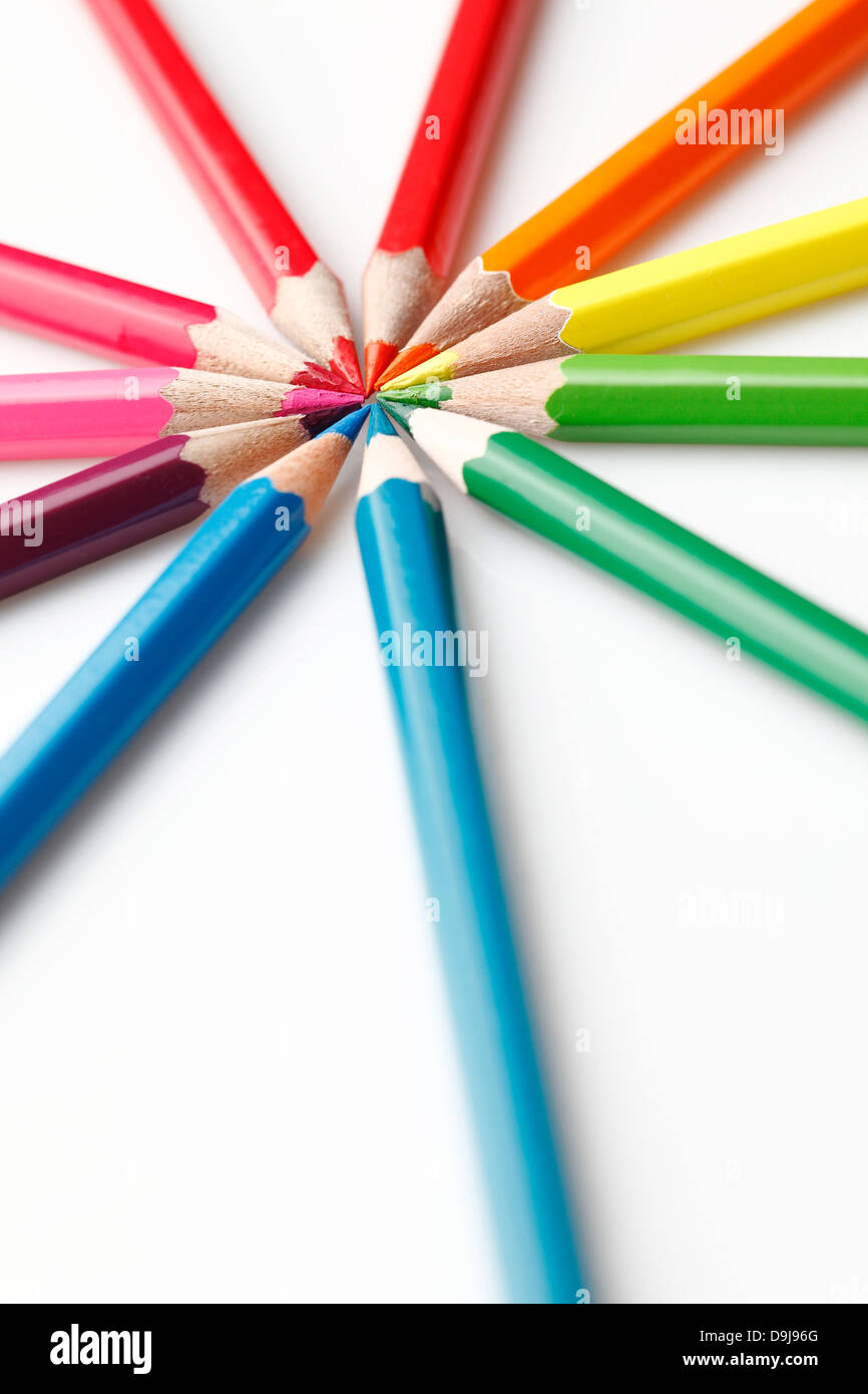 Colored pencils in circle Stock Photo Alamy