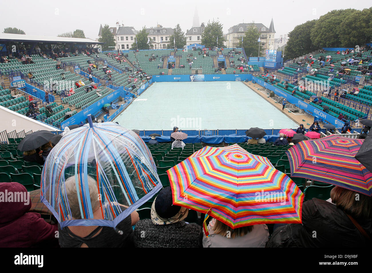 Eastbourne, UK. 20th June, 2013. Rain delays all matches at the AEGON International tournament at Devonshire Park Stock Photo