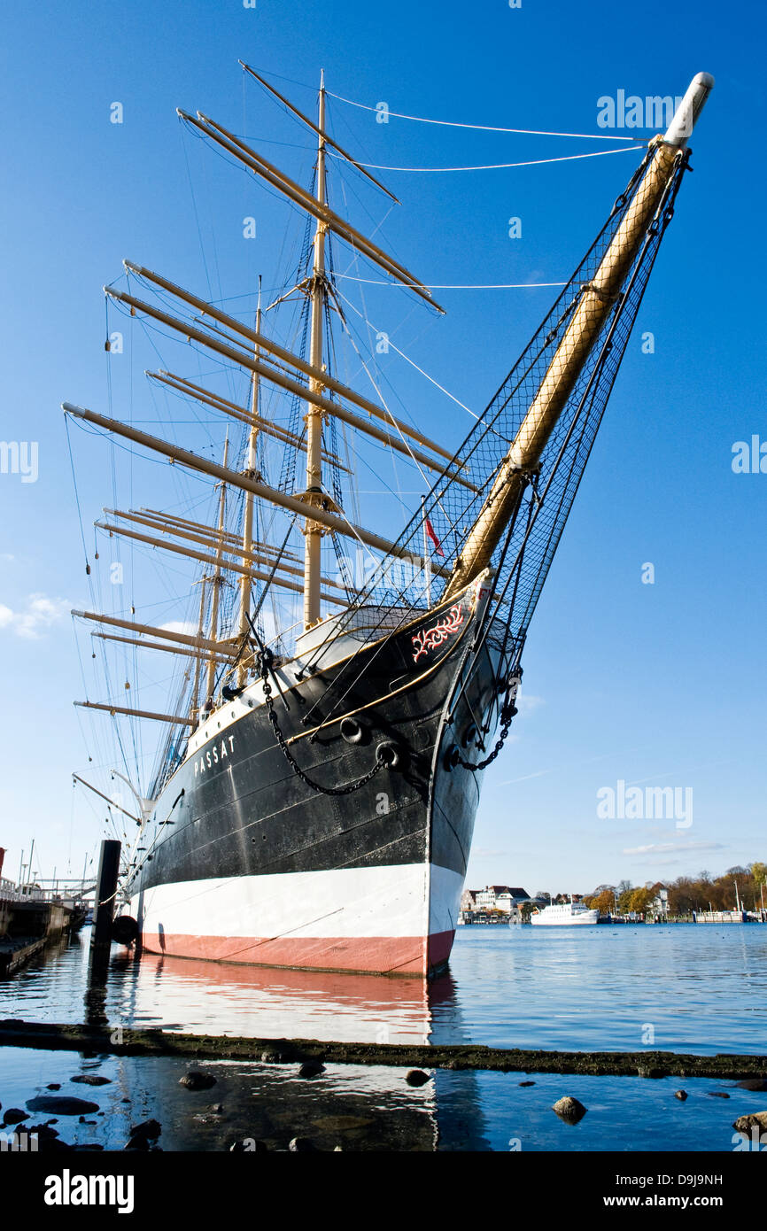 Sail school ship trade wind in the harbour of Travemuende, Sail training ship trade wind in the port of Travem?nde Stock Photo