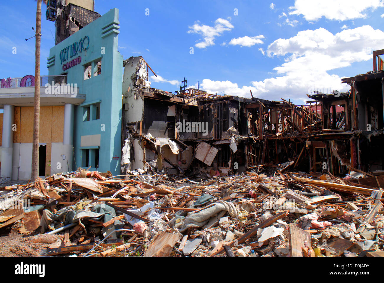 Las Vegas Nevada,Flamingo Road,Key Largo Casino,arson,fire,damaged,destroyed,burned down,building,NV130401034 Stock Photo