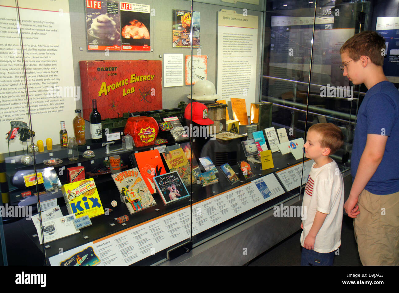 Nevada, West, Southwest, Las Vegas, Flamingo Road, National Atomic Testing Museum, nuclear weapons development, Area 51, relics, boy boys male kid kid Stock Photo