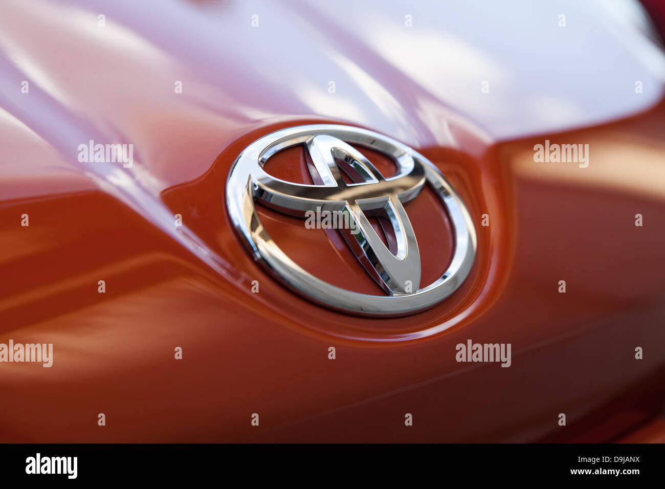Tallinn, Estonia - June 3, 2013: Toyota logo. Toyota Corporation (Japan) is one of the largest car producers in the world. Stock Photo