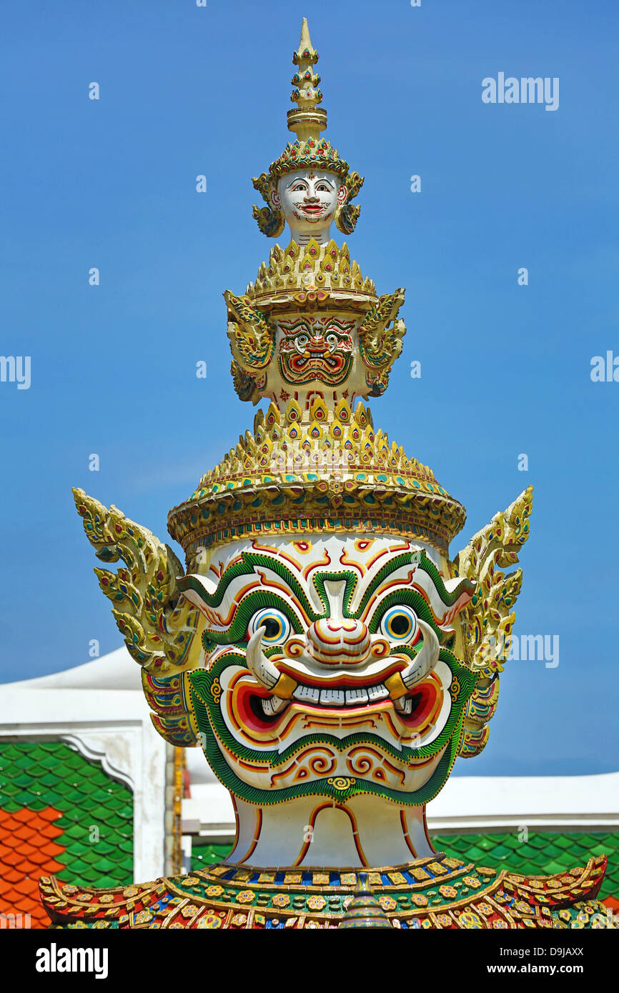 Giant Temple Guardian statue, Wat Phra Kaew, Temple of the Emerald Buddha Complex, Bangkok, Thailand Stock Photo