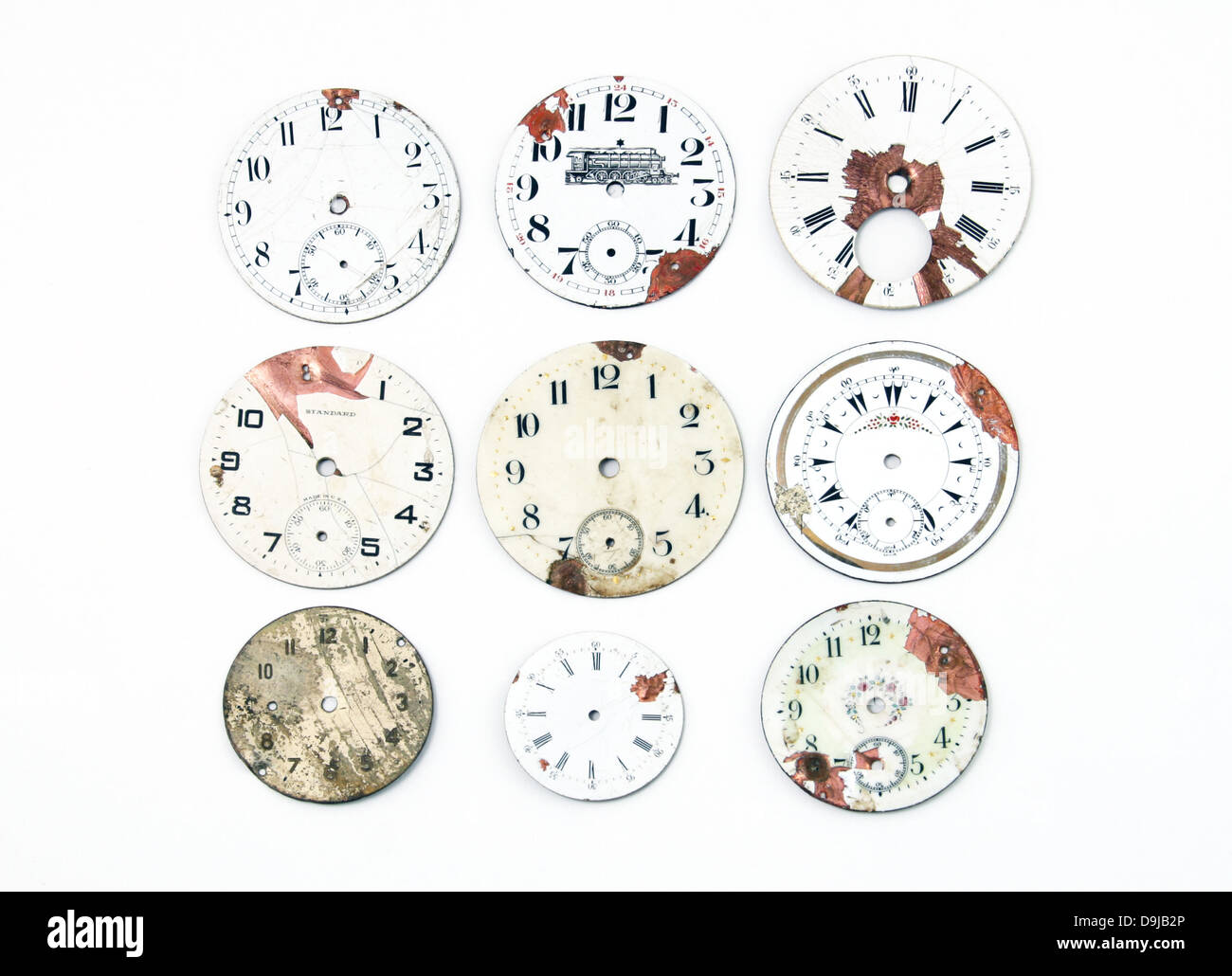 Collection of antique watch faces isolated on white Stock Photo Alamy