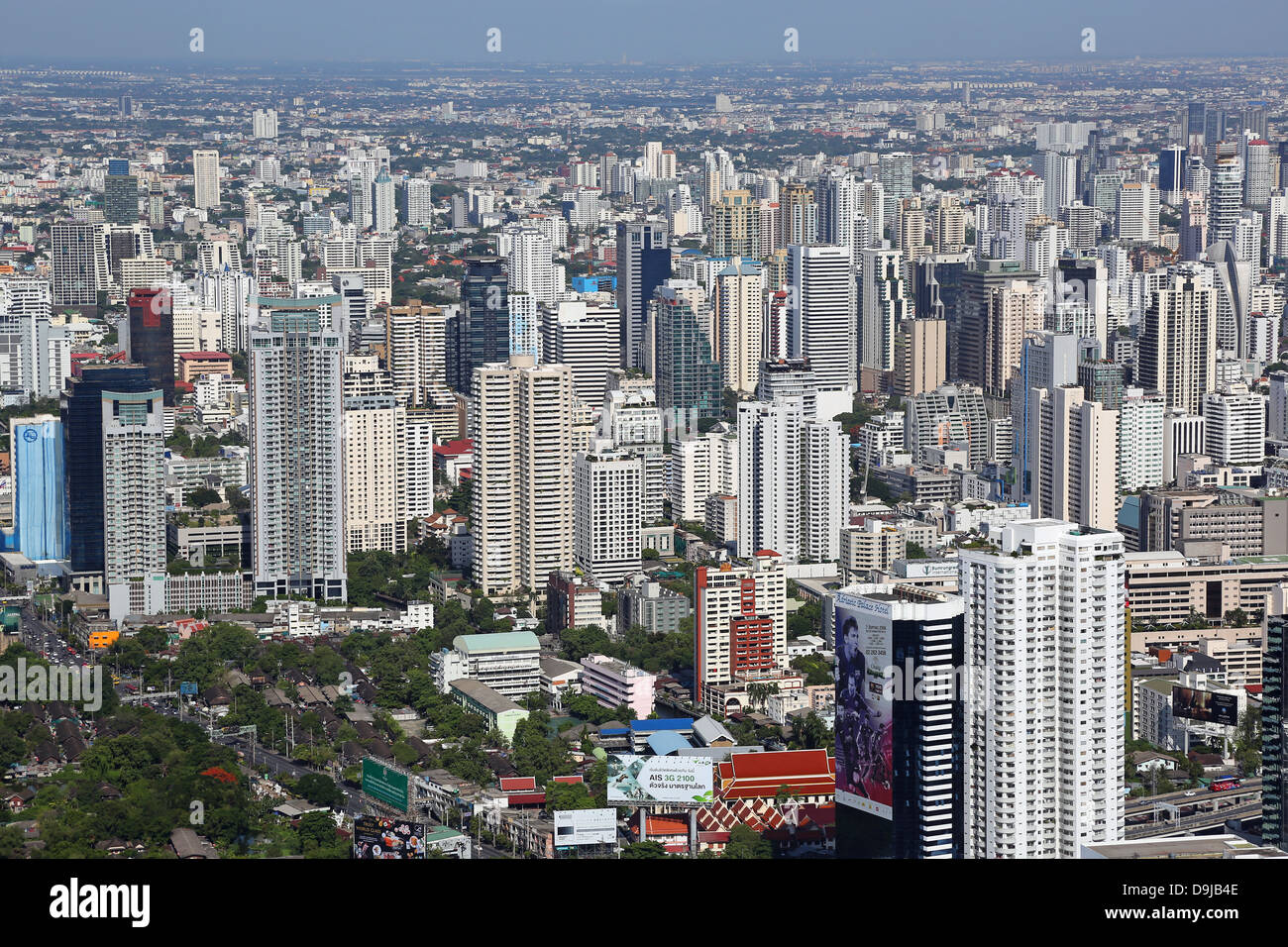 Aerial general view of buildings on the skyline in Bangkok, Thailand Stock Photo