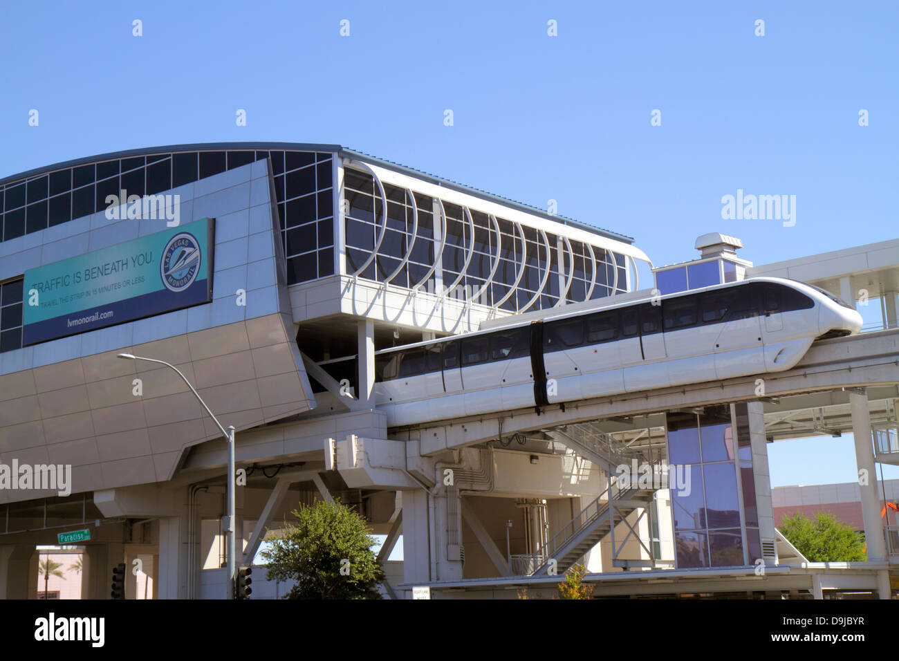 Las Vegas Nevada,Monorail,Convention Center Station,centre,departing,NV130402001 Stock Photo