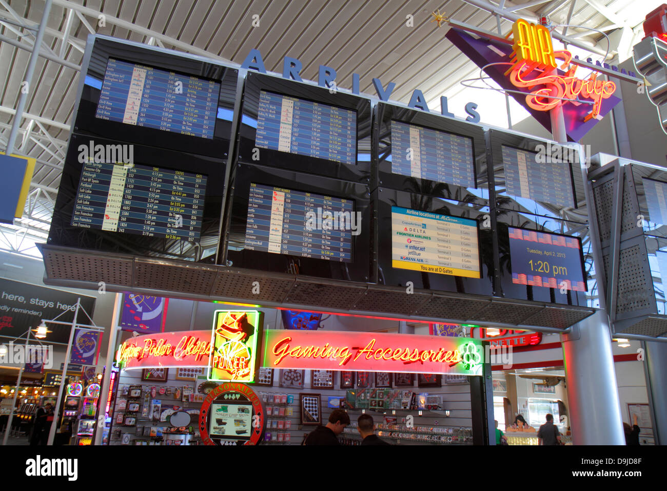 Las Vegas Nevada,McCarran International Airport,LAS,terminal,gate,monitors, arrivals,schedules,shopping shopper shoppers shop shops market markets mark  Stock Photo - Alamy