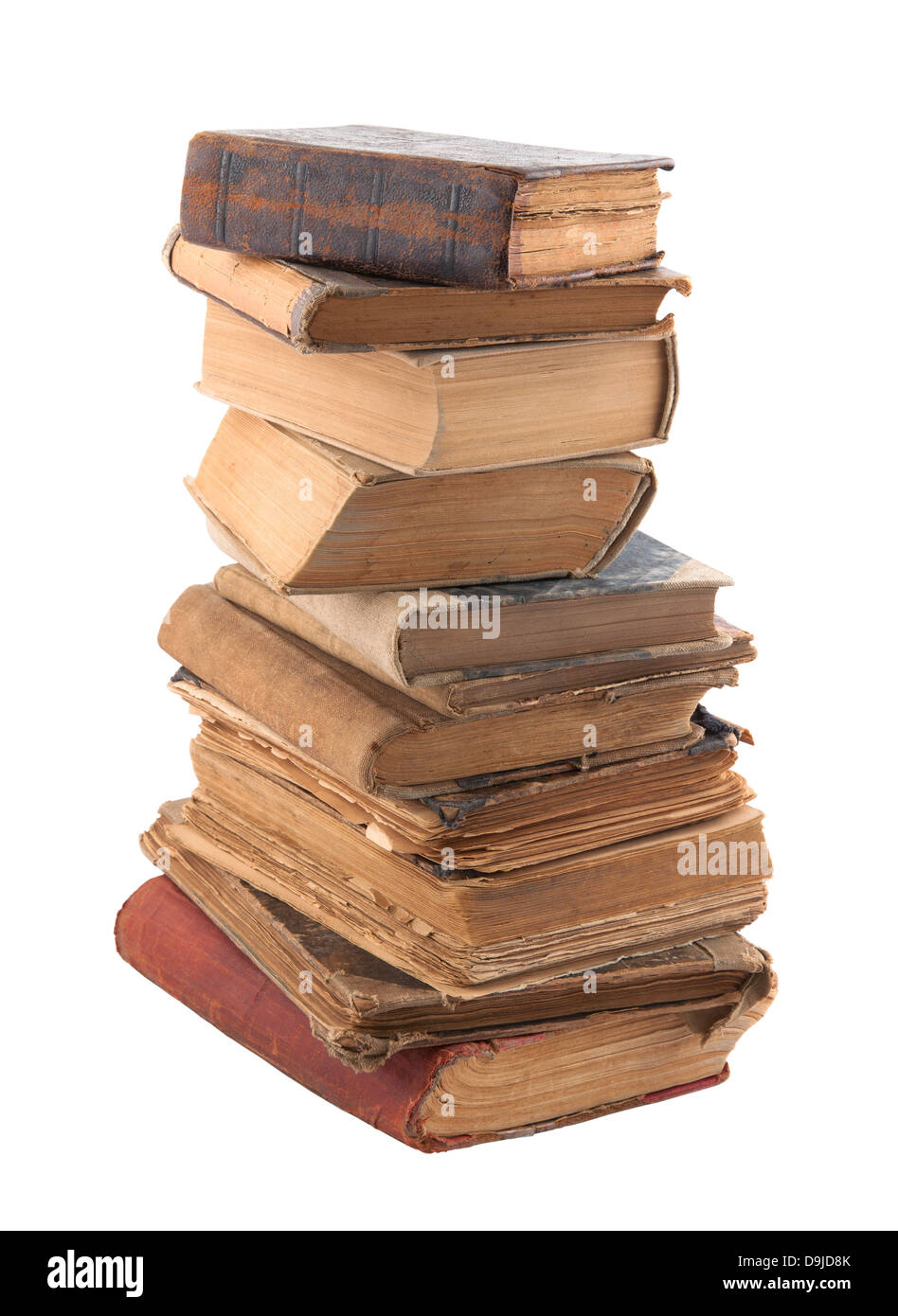Stack of old books with clipping path Stock Photo