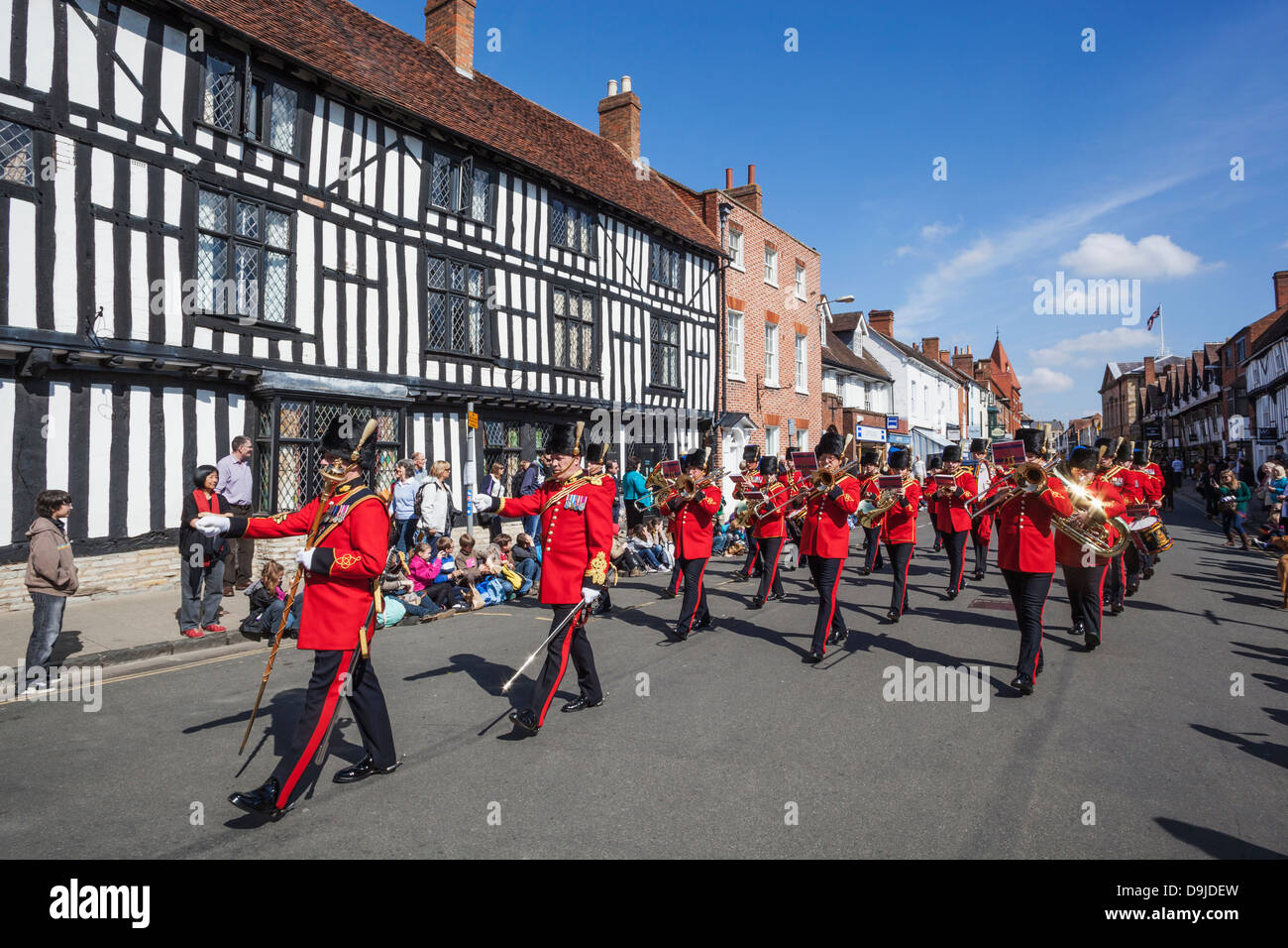England, Warwickshire, StratforduponAvon, Marching Band Stock Photo