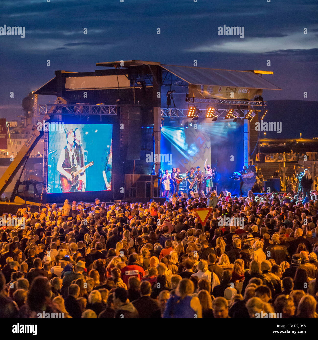 Outdoor Concert during The Cultural Festival (Menningarnott) in Reykjavik, Iceland Stock Photo