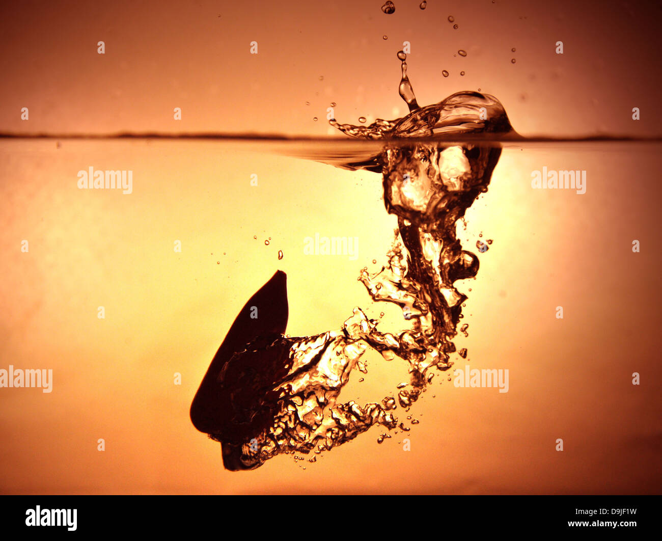 pepper splash water wet silhouette Stock Photo