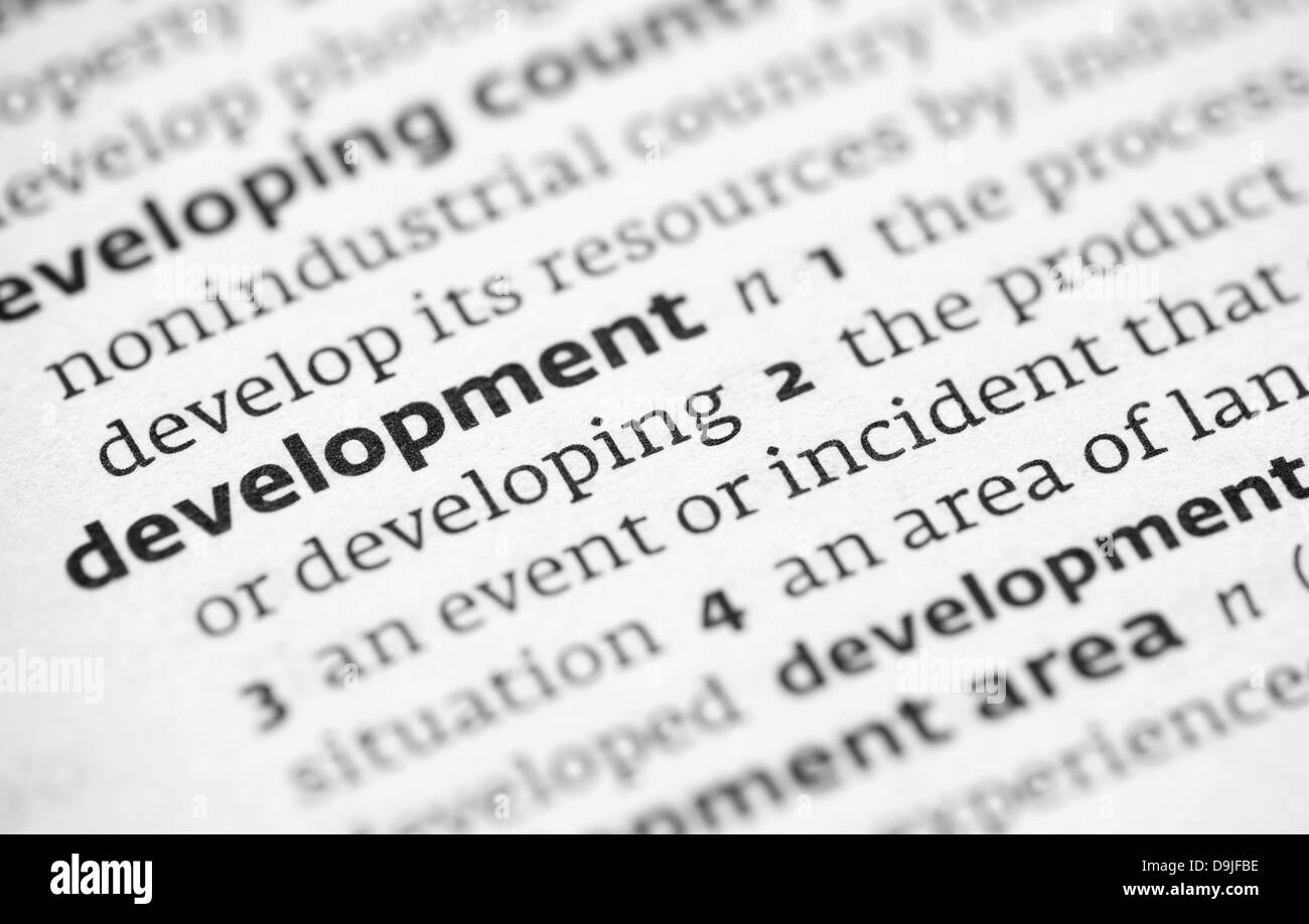 Development definition in a dictionary Stock Photo Alamy
