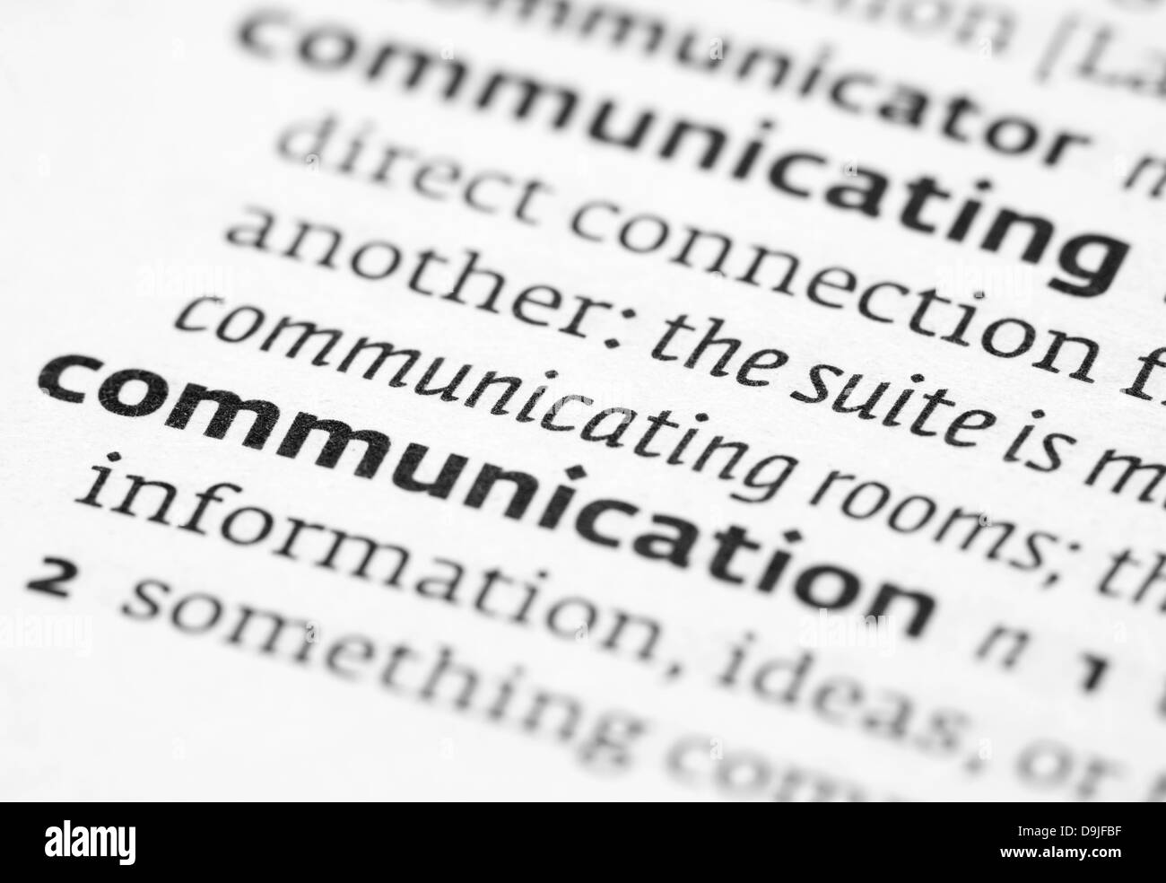Communication definition in a dictionary Stock Photo