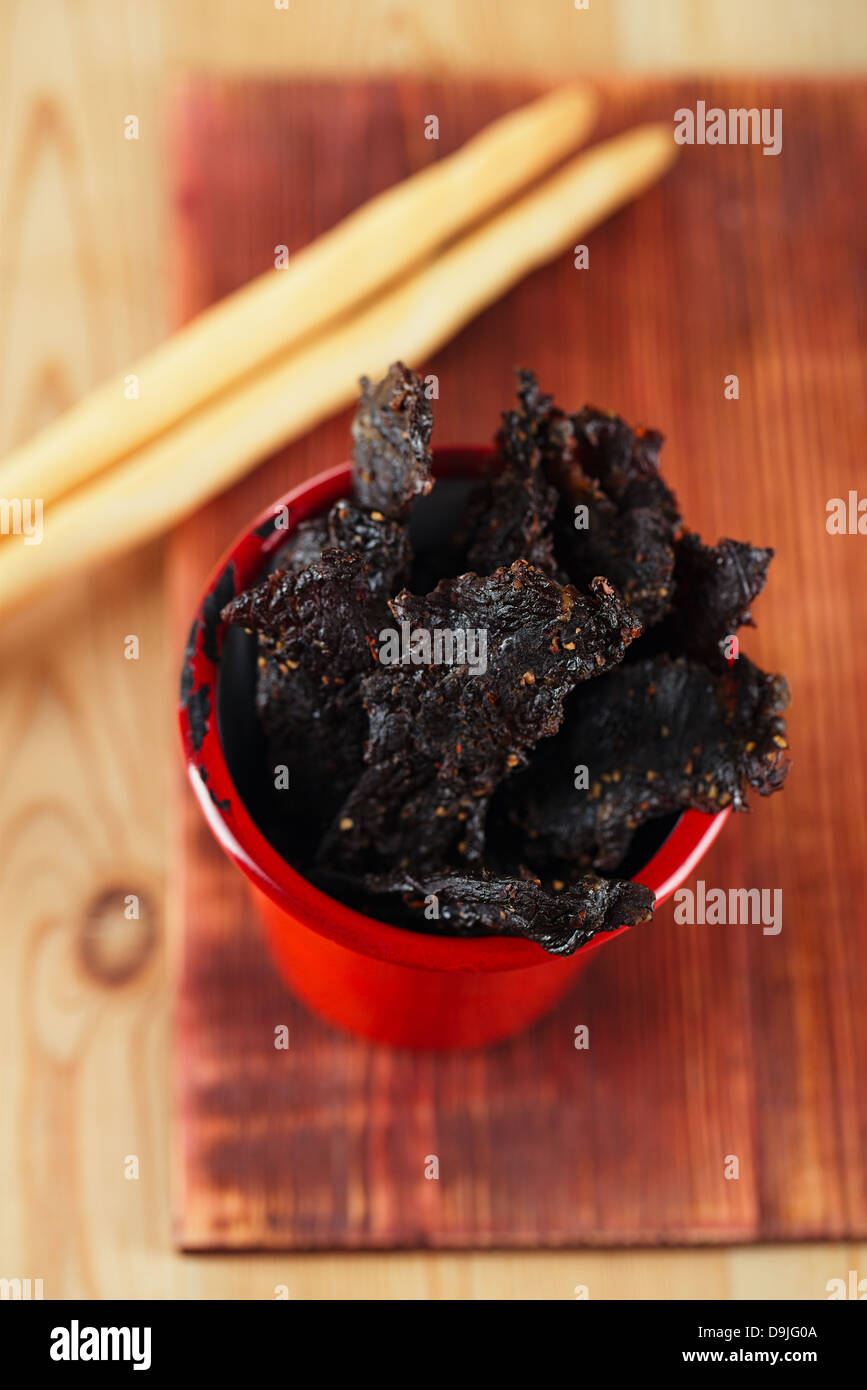 jerky beef homemade dry cured spiced meat Stock Photo Alamy