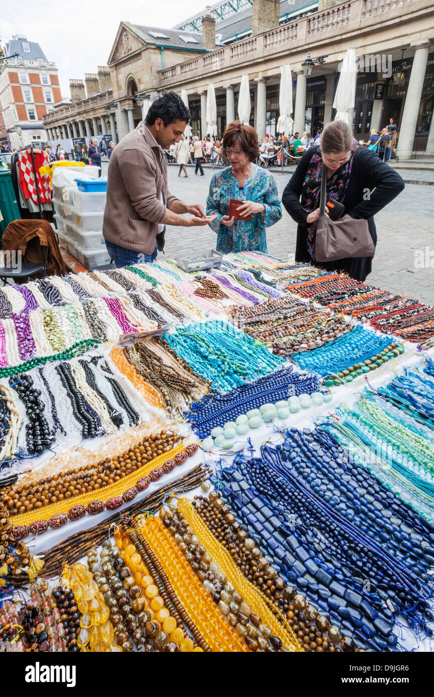 England, London, Covent Garden, Bead Necklace Stall Display Stock Photo