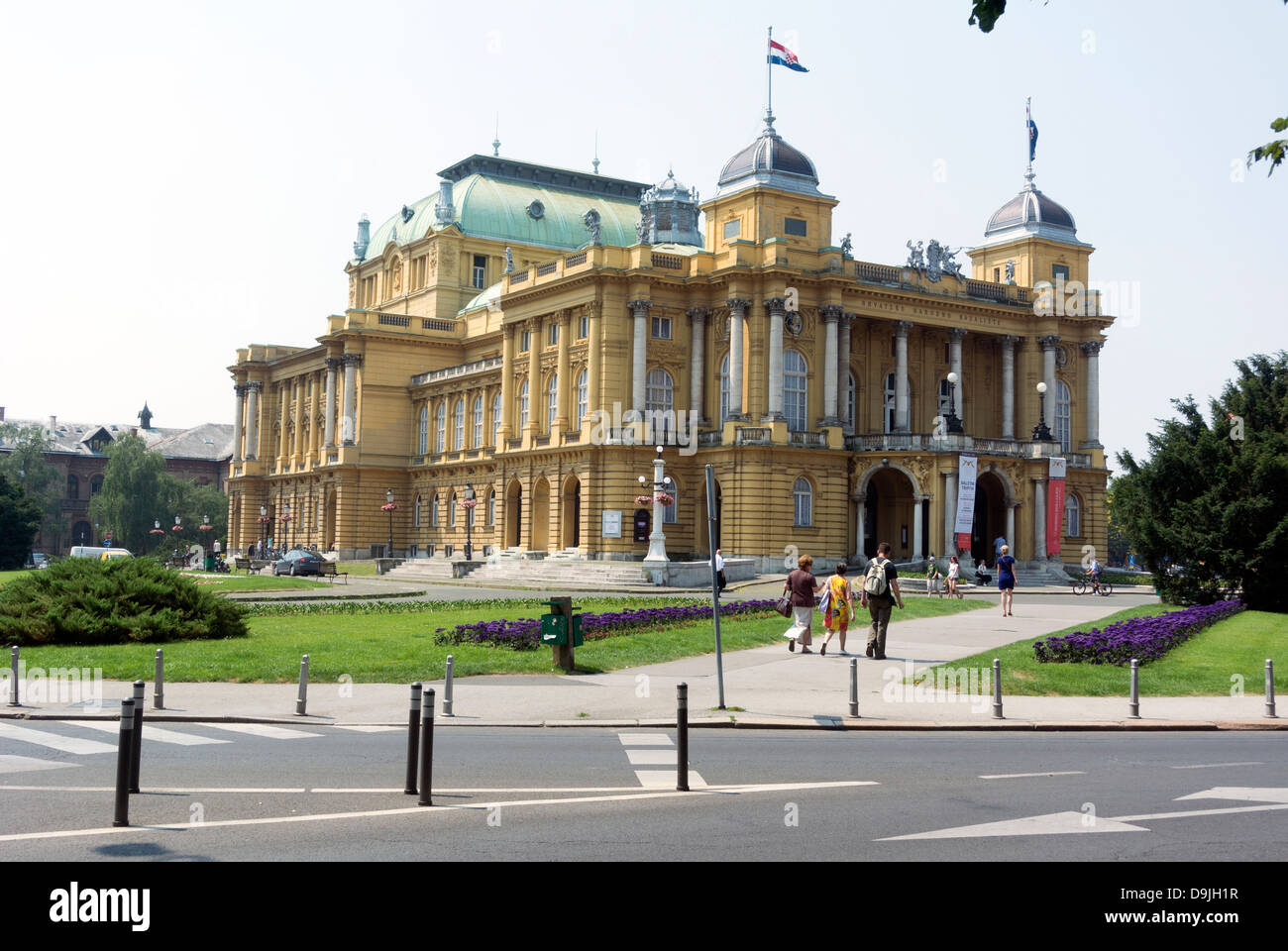Croatian National Theatre building on MArshal Tito square, Zagreb, city center, Croatia, Europe Stock Photo