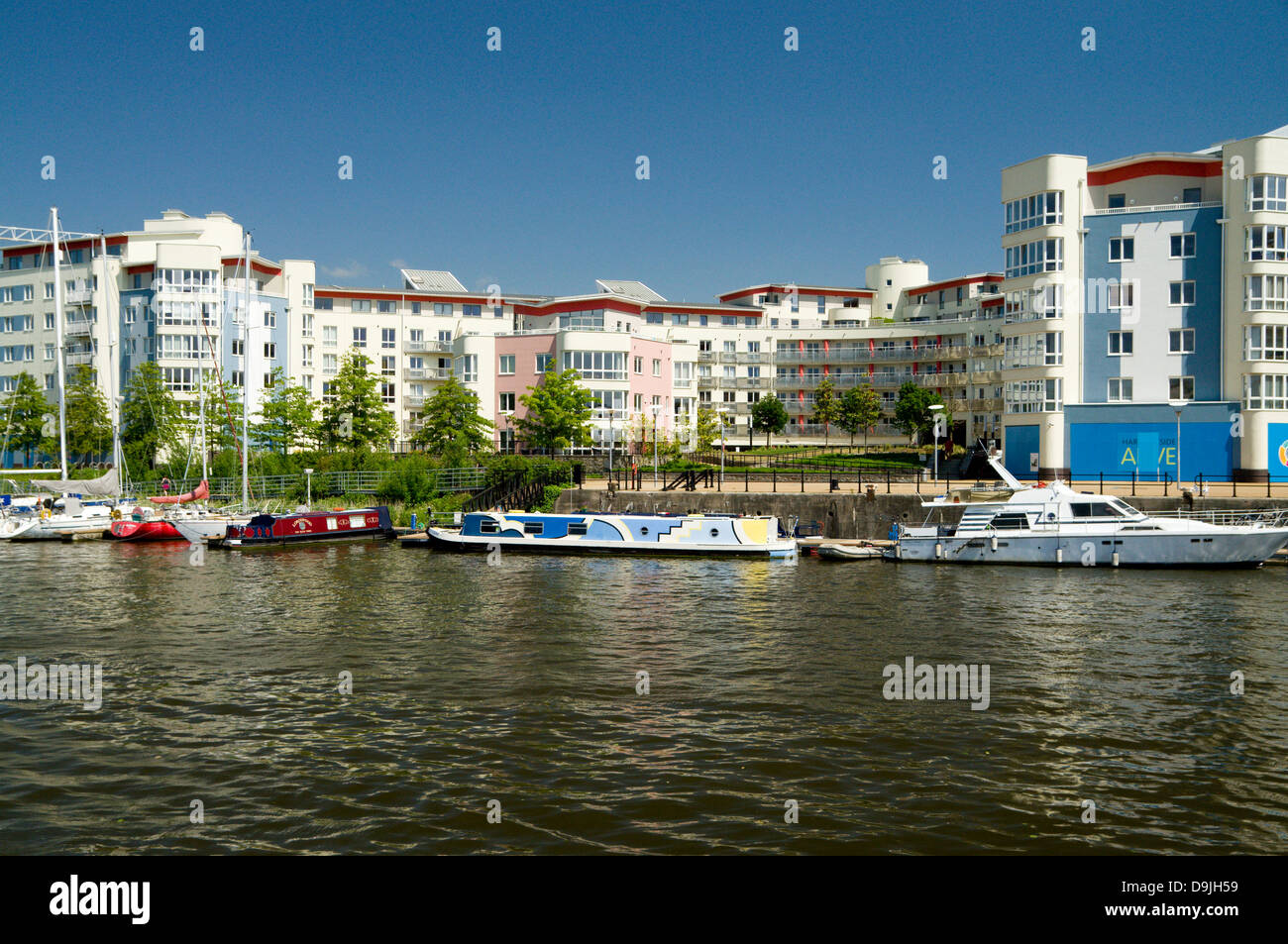 Floating Harbour and waterfront housing, Bristol, England Stock Photo