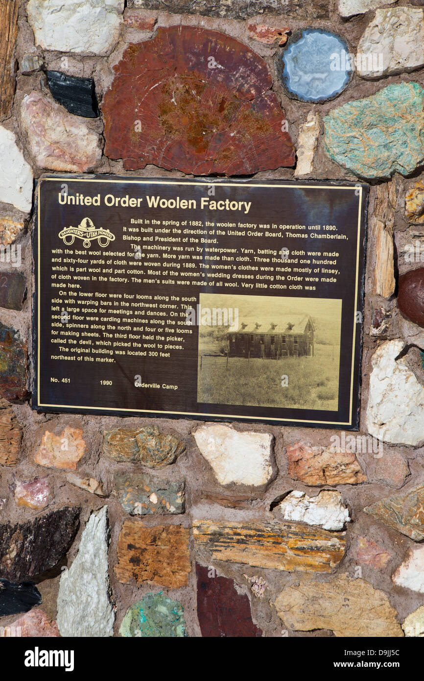 UNITED ORDER WOOLEN FACTORY  Built in the spring of 1882, the woolen factory was in operation until 1890. It was built under the Stock Photo