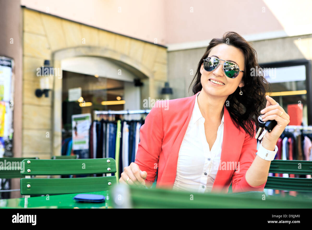 portrait of a young woman in the street cafe Stock Photo - Alamy