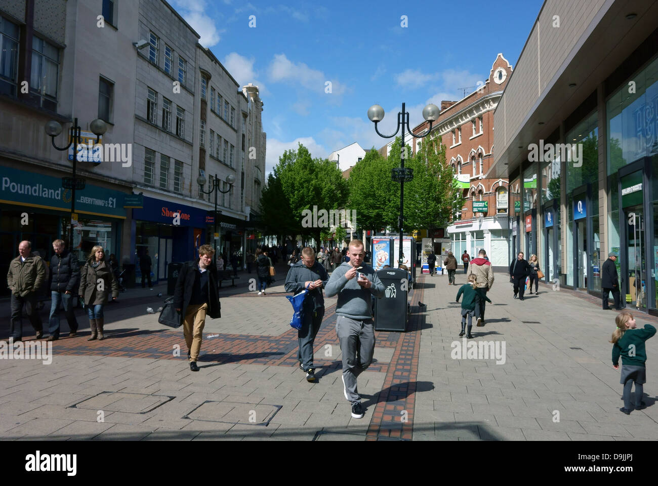 Pedestrianised shopping street in centre of Nottingham, England Stock Photo