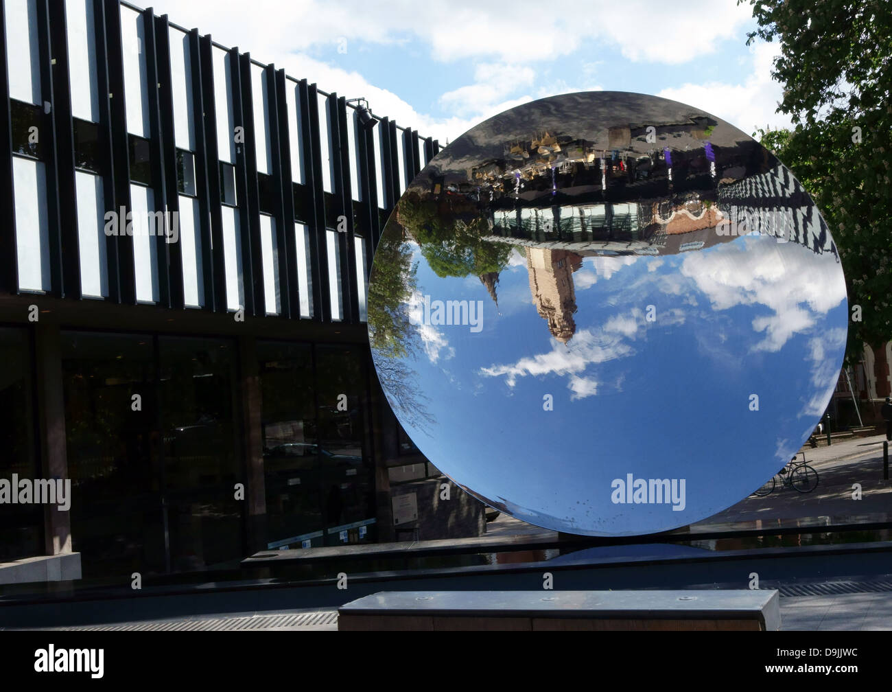 Sky Mirror by Anish Kapoor outside Nottingham Playhouse, England Stock Photo