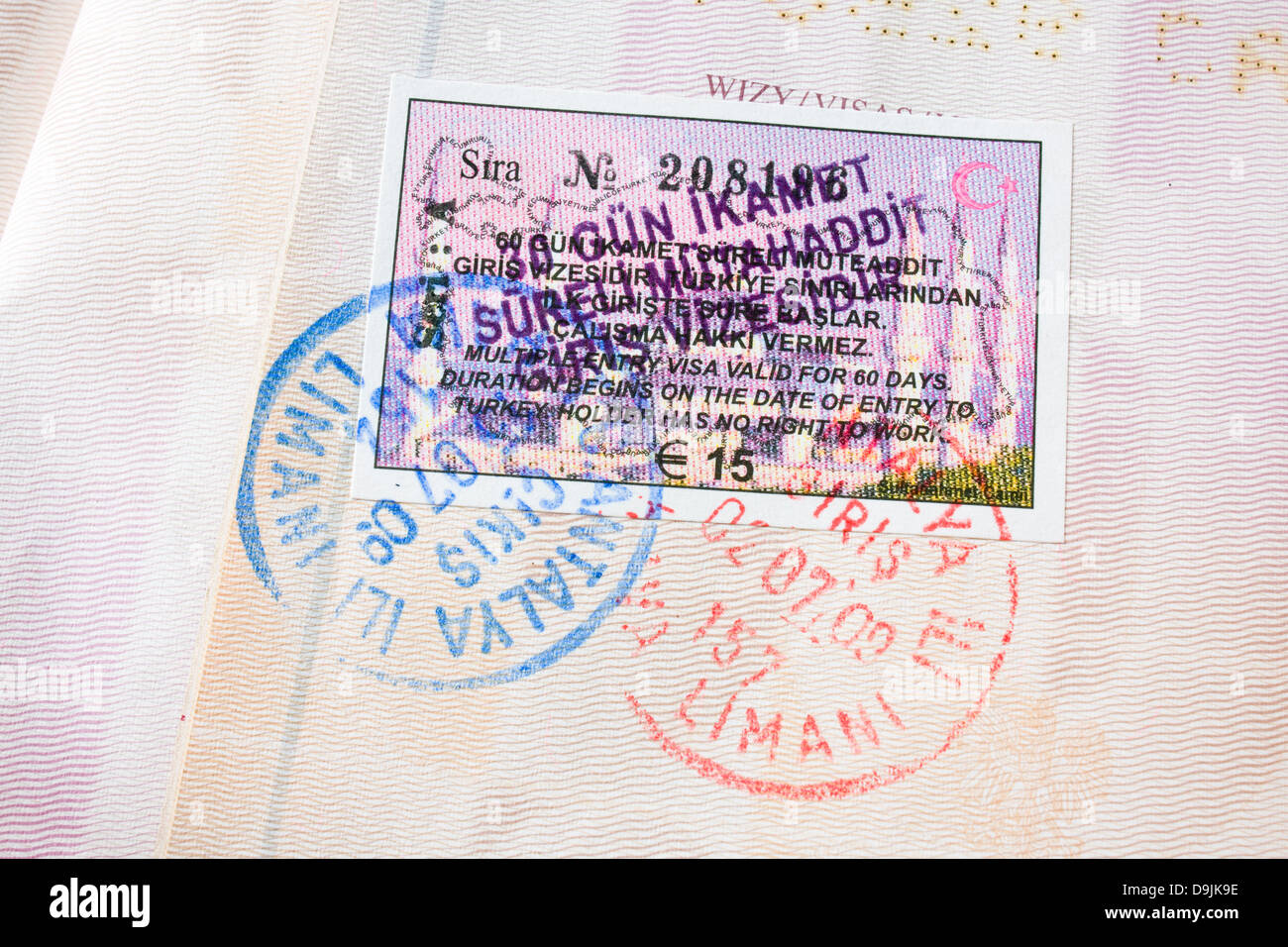 Passport stamps background with various countries Stock Photo Alamy