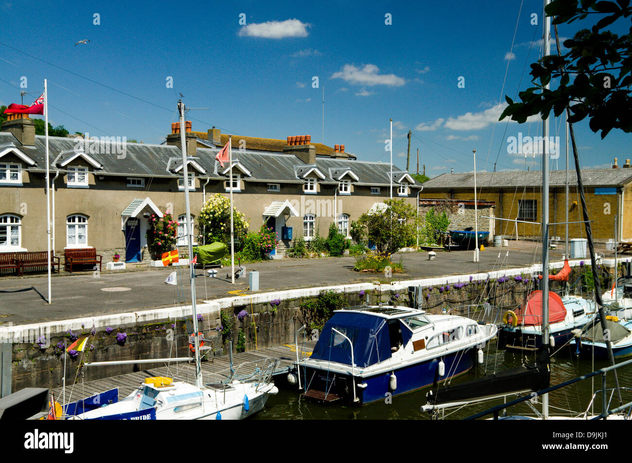 Old dock cottages hotwells, floating harbour, bristol, england. Stock Photo