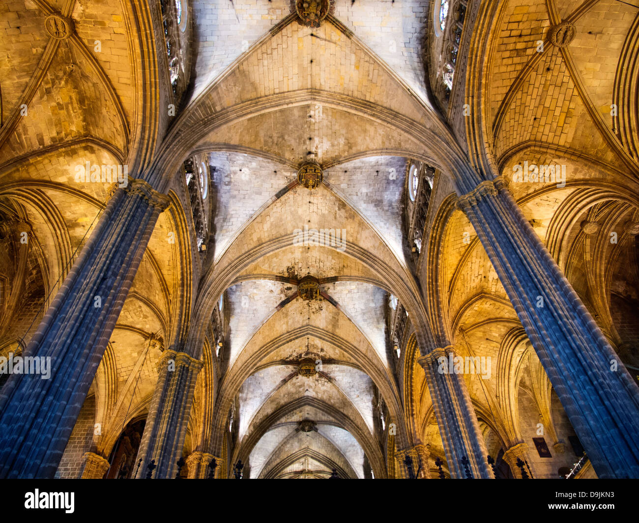 Interior of the Santa Eulalia Cathedral in Barcelona's Gothic Quarter, Spain 1 Stock Photo