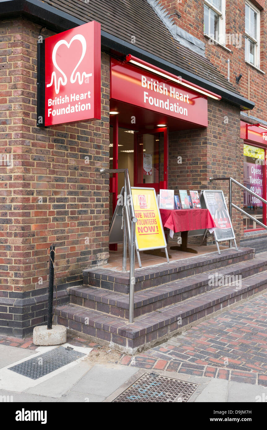 New British Heart Foundation charity furniture shop opening with notice