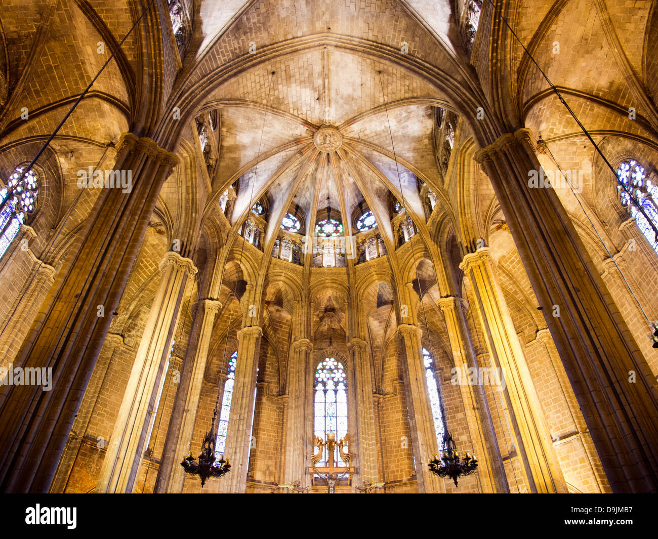 Interior of the Santa Eulalia Cathedral in Barcelona's Gothic Quarter, Spain 1 Stock Photo