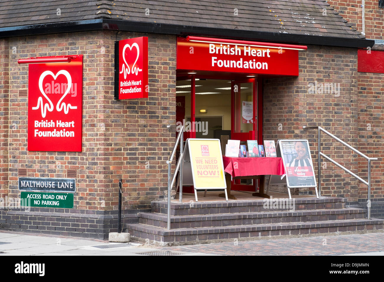 New British Heart Foundation charity furniture shop opening with notice