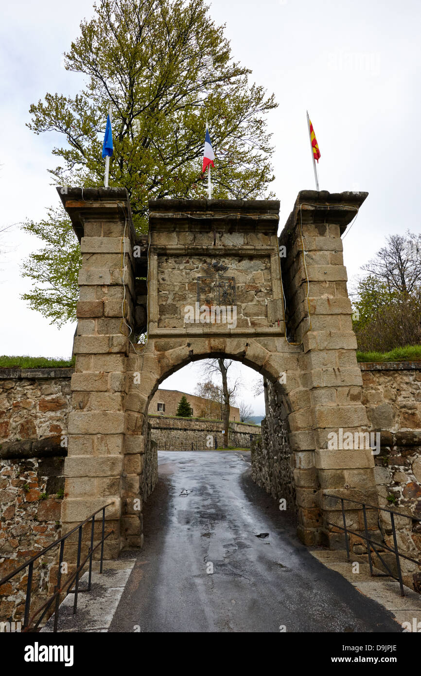gateway into mont-louis fortress of vauban unesco world heritage site city walls pyrenees-orientales france Stock Photo