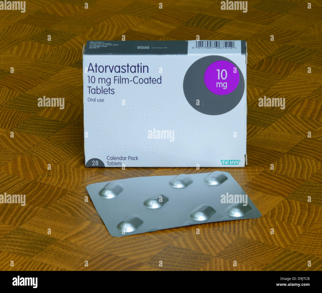 Atorvastatin Film-Coated pack. Calendar Pack Tablets. Oral use. TEVA Stock Photo - Alamy