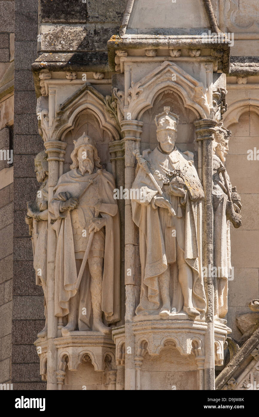 Architectural detail to the exterior of Truro Cathedral in Cornwall, England. Stock Photo