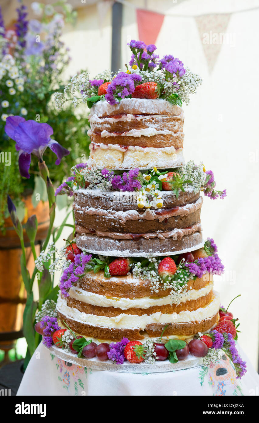 A handmade sponge wedding cake Stock Photo Alamy