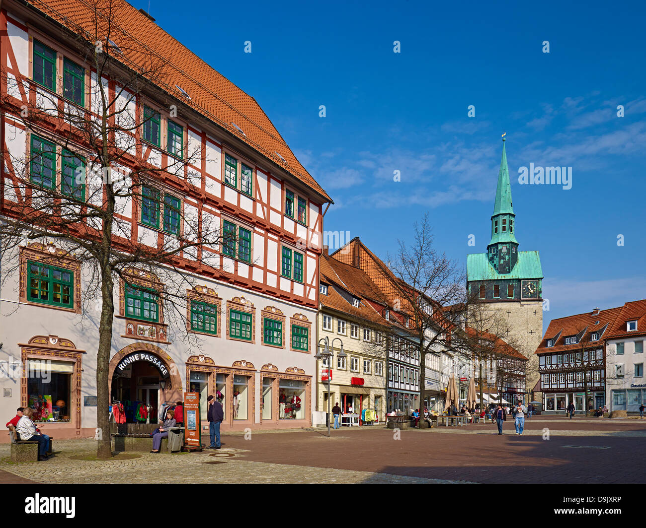 Kornmarkt square with St. Aegidien Church in Osterode am Harz, Lower