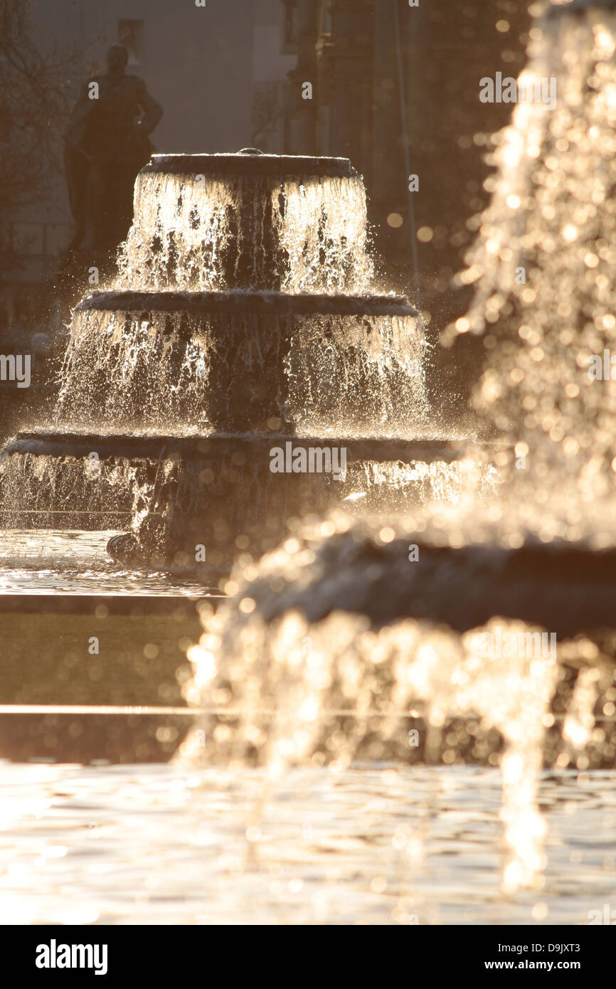 Fountain in front of the Spa house Wiesbaden, Hesse, Germany Stock Photo