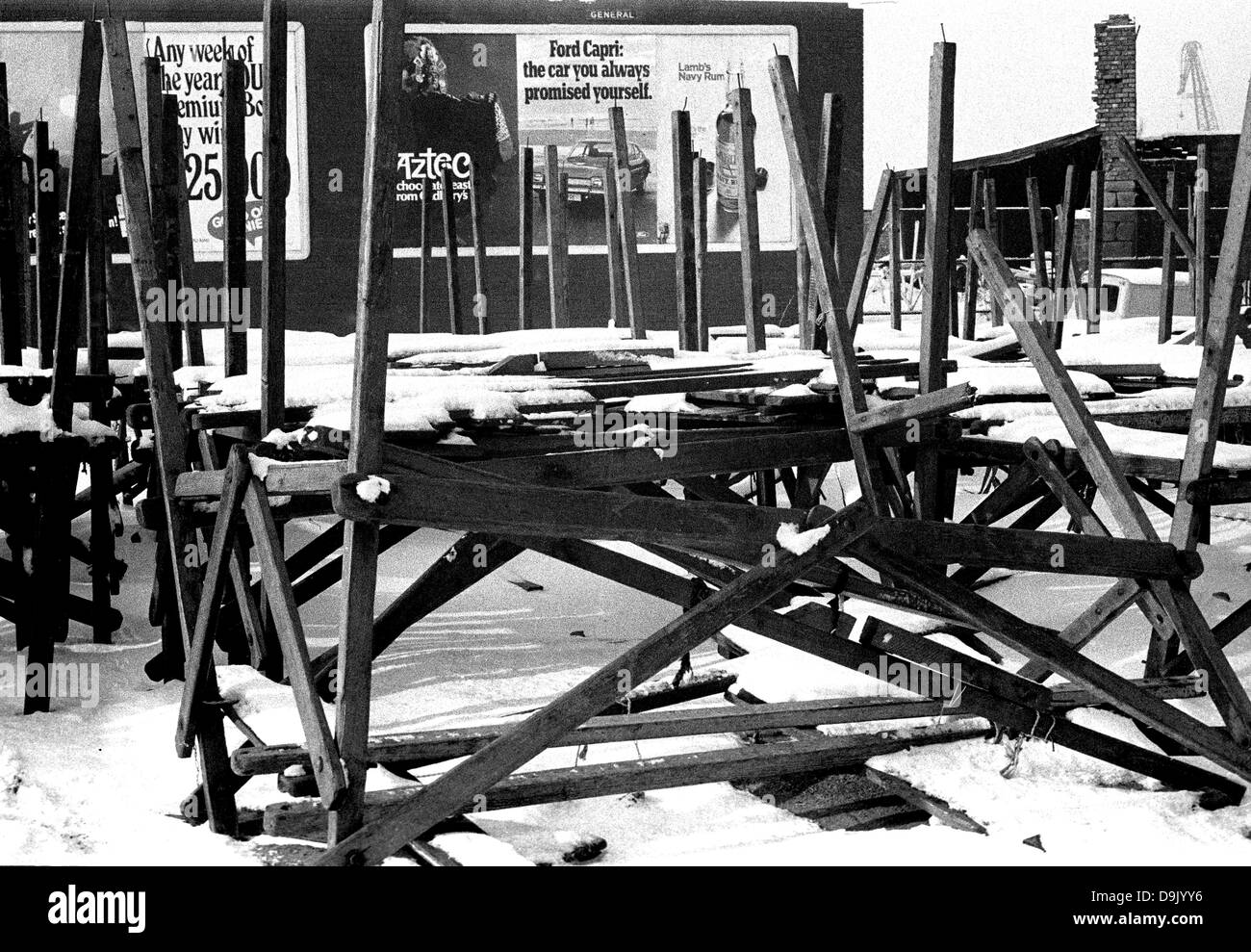 South Shields Market in the Snow (circa 1969) Stock Photo