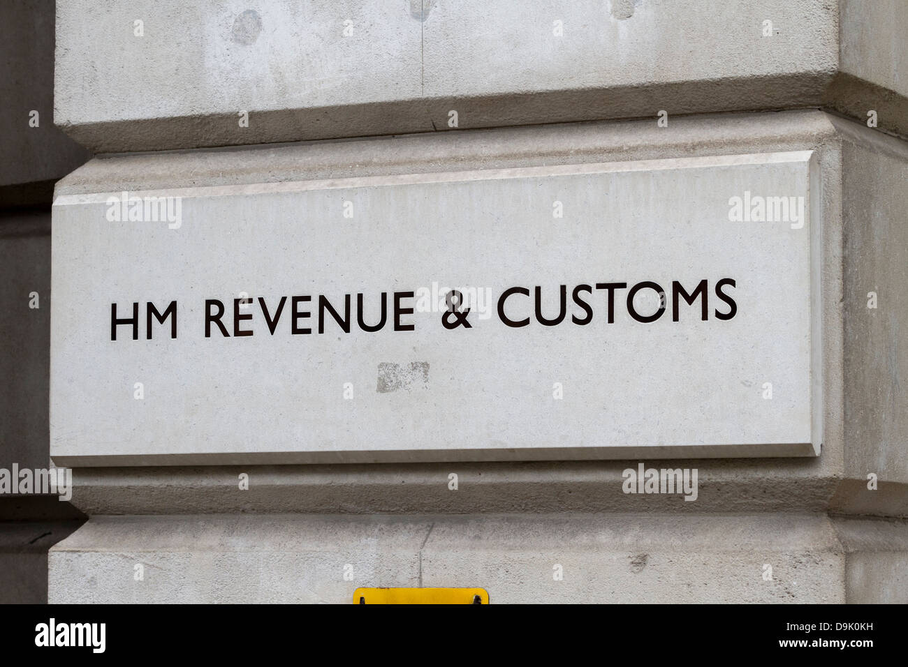 Name plate / sign at entrance of HM Revenue and Customs office, Whitehall, Westminster, London, UK Stock Photo