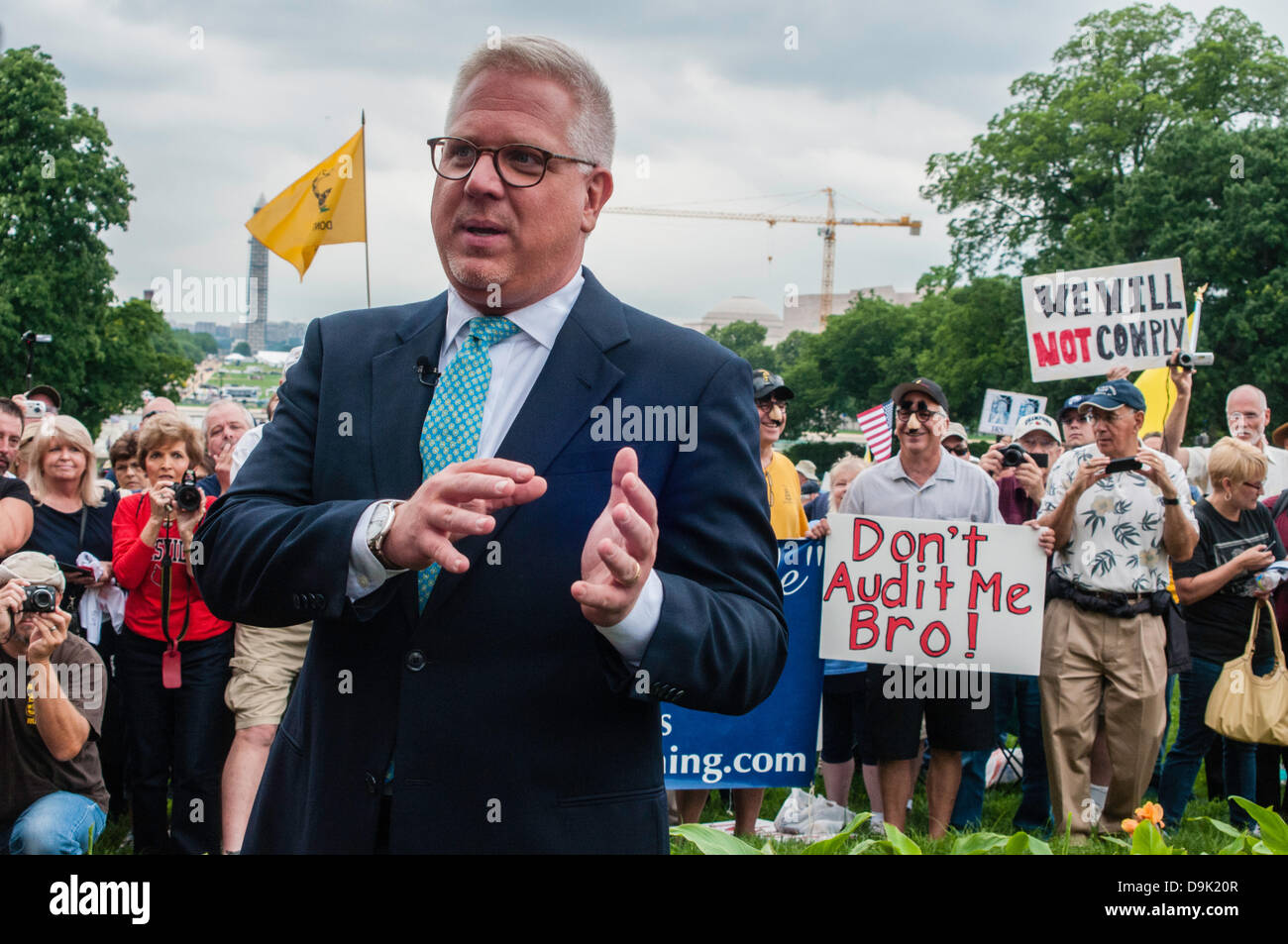 Washington DC, USA. 19th June, 2013. Tea Party Patriots Anti-IRS & Anti Illegal Immigration demonstration on Capitol mall, Washington, DC  Major speakers included Glenn Beck, Rand Paul and Michelle Bachman.  Crowd estimate between 10,000 - 15,000. Stock Photo