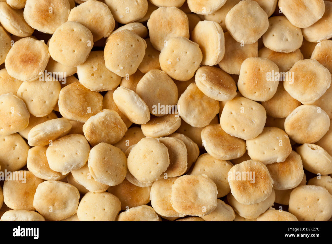 Organic Crunchy Oyster Crackers made with whole wheat Stock Photo